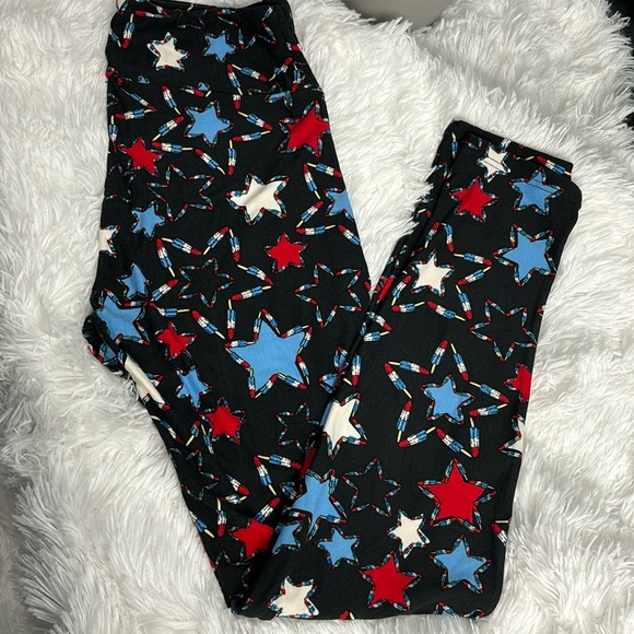 LuLaRoe Patriotic Bomb Pop Star Leggings OS (2–10) NWOT 🇺🇸 - Picture 3 of 8